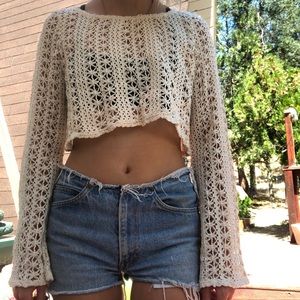 Tela Crochet Bell Sleeve Crop